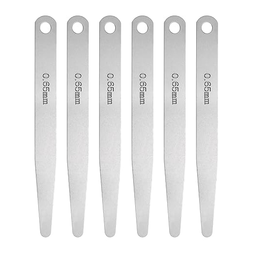 HARFINGTON 6pcs Metric Thickness Feeler Gauge 0.65mm Single Blade Oval Feeler Gauge 304 Stainless Steel Gap Measuring Tool for Repair Valve Guitar Spark Plug