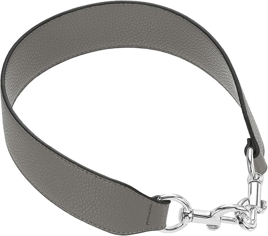 uxcell 22.83 Inch PU Leather Short Bag Strap with Clasp, Purse Handles Handbags Replacement Straps for Clutch Bag Crossbody Underarm Bags, Grey, Silver Buckle