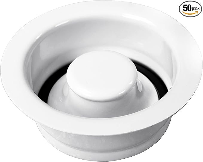 Westbrass D2089-50-50 4-1/4" Kitchen Sink Waste Disposal Drain Flange and Stopper, Powder Coat White (50-Pack)