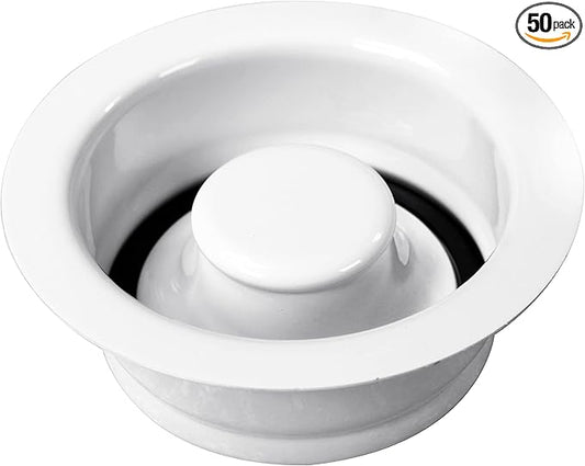 Westbrass D2089-50-50 4-1/4" Kitchen Sink Waste Disposal Drain Flange and Stopper, Powder Coat White (50-Pack)