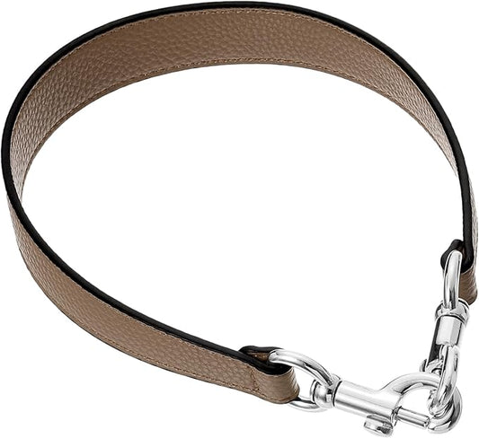 uxcell 19.29 Inch PU Leather Short Bag Strap with Clasp, Purse Handles Handbags Replacement Straps for Clutch Bag Underarm Bags, Dark Khaki, Silver Buckle