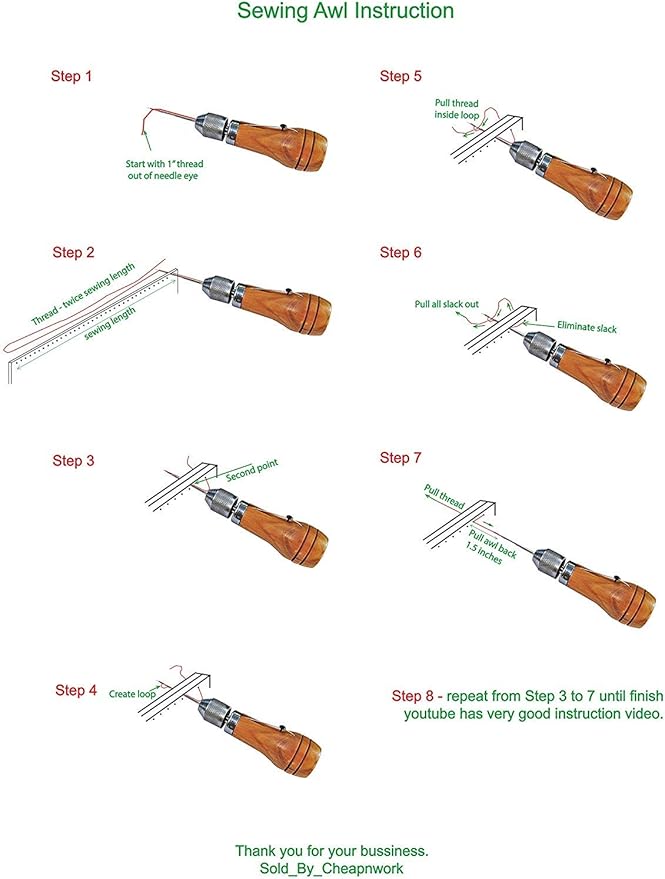 Swift Stitch Hand Sewing Awl Kit Leather Canvas Repair Saddles Coat Seat (Waxed Beige Thread)