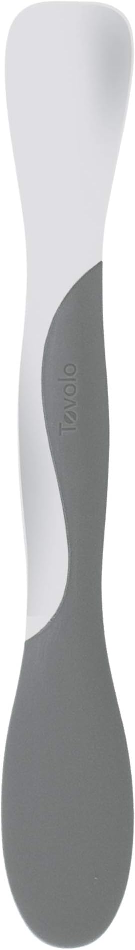 Tovolo Elements Scoop and Spread Large Dual End Silicone Sandwich Spreader Tool with Nylon Handle, BPA Free Dishwasher Safe Silicone and Nylon Tool for Spreading and Scooping, White and Charcoal Gray