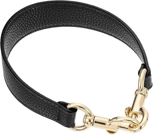 uxcell 14.17 Inch PU Leather Short Bag Strap with Clasp, Purse Handles Handbags Replacement Straps for Clutch Bag Underarm Bags, Black, Gold Buckle