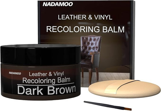 NADAMOO Leather Recoloring Balm Dark Brown 225g / 8 oz, Leather Repair Kits for Couches, Restoration Cream Scratch Repair Leather Dye for Vinyl Furniture Car Seat, Sofa, Shoes
