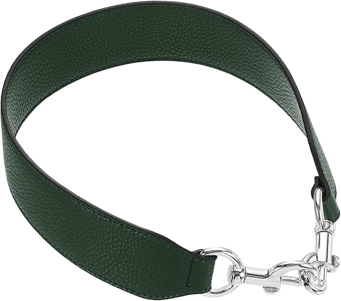 uxcell 22.83 Inch PU Leather Short Bag Strap with Clasp, Purse Handles Handbags Replacement Straps for Clutch Bag Crossbody Underarm Bags, Dark Green, Silver Buckle