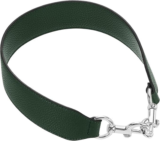 uxcell 22.83 Inch PU Leather Short Bag Strap with Clasp, Purse Handles Handbags Replacement Straps for Clutch Bag Crossbody Underarm Bags, Dark Green, Silver Buckle