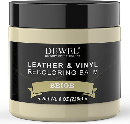 DEWEL Leather Recoloring Balm, Beige Leather Color Restorer for Scratched and Faded, Leather Scratch Remover, Upgrade Leather Repair Kit for Restore Couches, Car Seats, Shoes, Boots