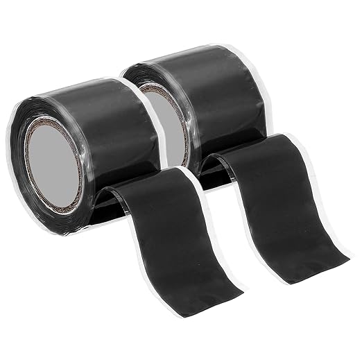 uxcell 2 Pcs Self Fusing Silicone Tape, 1" x 5ft Waterproof Water Leak Sealing Tape for Plumbing Pipe Hose Repair Handles, Black