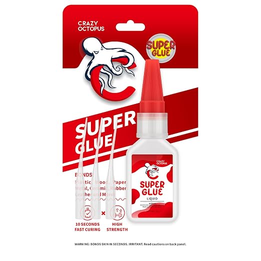 Super Glue, 20g Quick-Dry Strong Adhesive for Plastic, Metal, Wood, Leather, Shoe, Rubber, Glass, Fast Bonding Multi-Purpose Clear Glue for Home Repairs, DIY Crafts