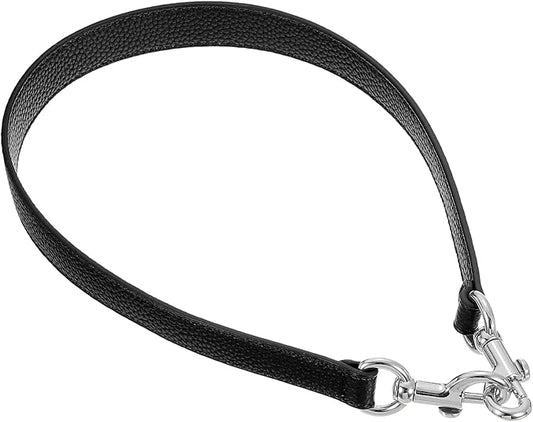 uxcell 25.59 Inch PU Leather Short Bag Strap with Clasp, Purse Handles Handbags Replacement Straps for Clutch Bag Underarm Bags, Black, Silver Buckle