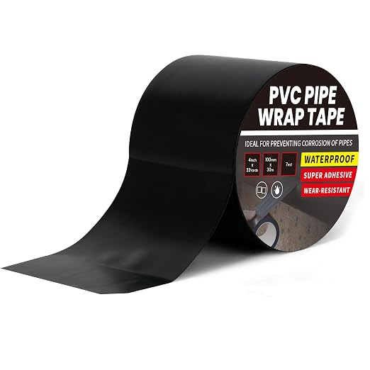TAPEBEAR Corrosion Protection PVC Pipe Tape, 4Inch x 33Yard Black Duct Pipe Wrap Waterproof Corrugated Pipe Tape for Drain Tile, Metal Electrical Outdoor Underground Water Hose Pipe, 7mil Thick