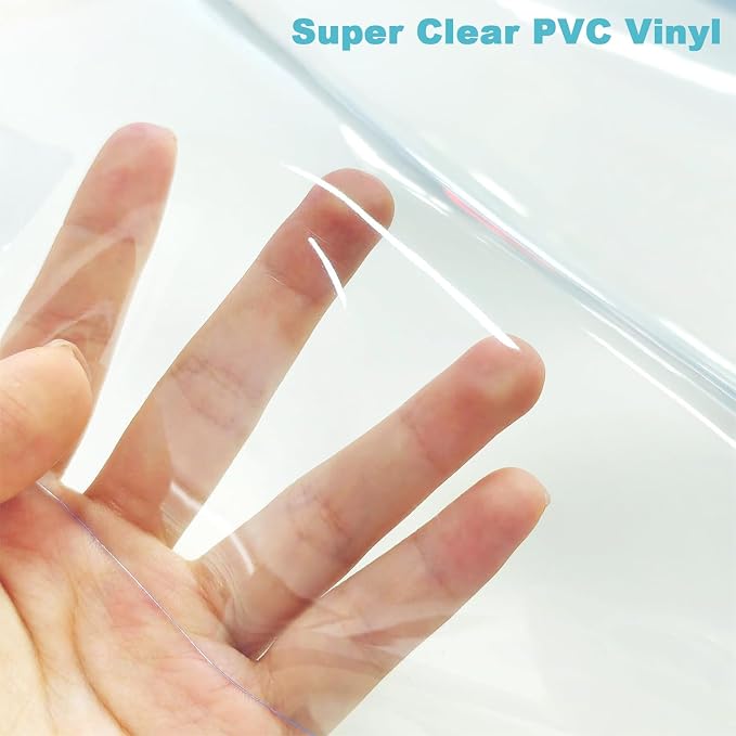Clear Vinyl for Sewing, Clear PVC Vinyl Roll 11.8" x 48", 0.3mm Waterproof Transparent Fabric for Bags, Hair Bows, Cosmetic Pouches, DIY Crafts