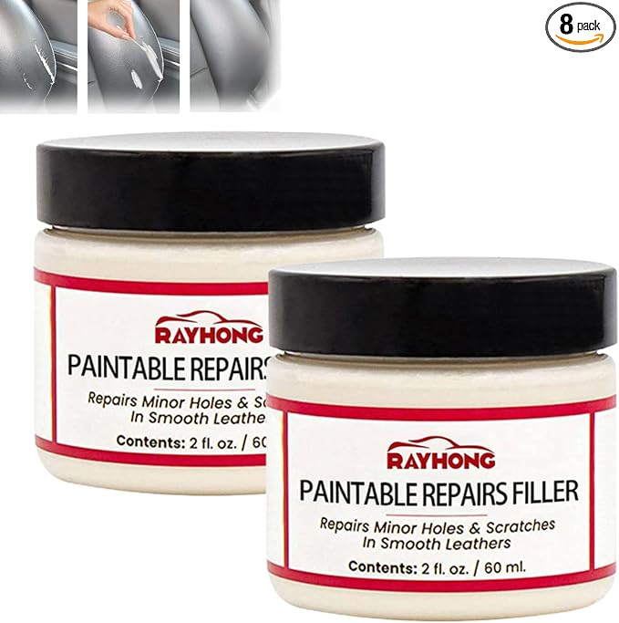 Alkyne Leather Filler,Leather Filling Paste,New Car Leather Filler Repair Cream,Leather Color Restorer Conditioner for Filling or Repairing Holes Scratches (2pcs)