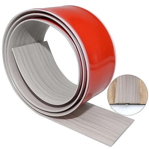 Floor Transition Strip 1.57" Self Adhesive Flat Vinyl Flooring Transitions Strip with Strong Backing Wood Grain 4cm, 3.28FT, Grey Wood Grain