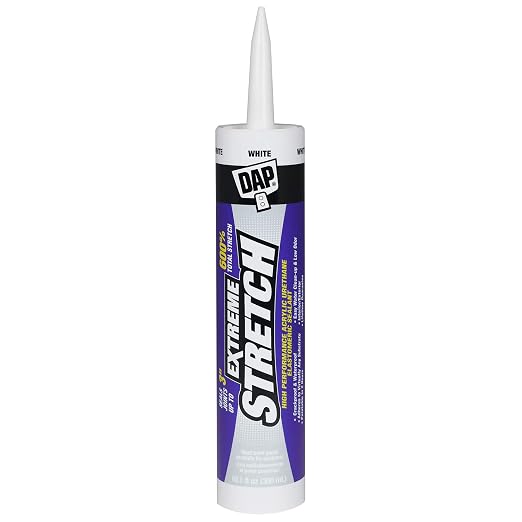 DAP Extreme Stretch Acrylic Urethane Premium Elastomeric Sealant, White, 10.1 Oz (7079818715) (Pack of 12)