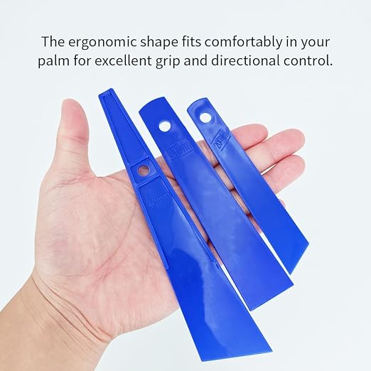 3Pcs Blue Plastic Glue Spreader Smear Plate Scraper Sticks Brushes Durable Flexible Easy to Clean Glue Applicator Spatula Kit Gap Filling Tool for Woodworking Leather Adhesive Projects,3Size