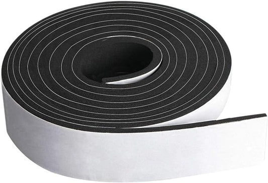 Neoprene Foam Strip Roll By Dualplex, 2" Wide x 10' Long x 1/8" Thick, Weather Seal High Density Stripping with Adhesive Backing – Weather Strip Roll Insulation Foam Strips