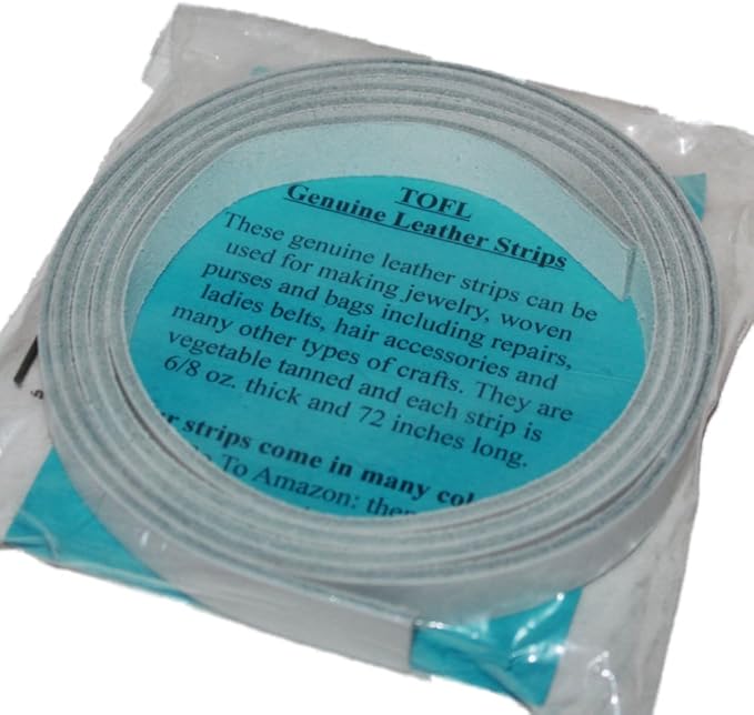 Leather Strap for Crafts & Jewelry | 72 Long × 5/8" Wide × 1/8" Thick (7-8oz) | Genuine Leather Strips for Crafts, Projects or Repairs - White
