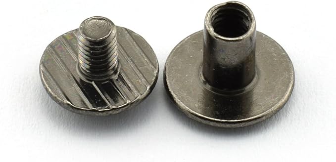 LQ Industrial 60 Sets Chicago Screw M4X6mm Round Slotted Head Carbon Steel Binding Screws Rivet Book Binding DIY Leather Craft Assembly Bolt 1/4" Black