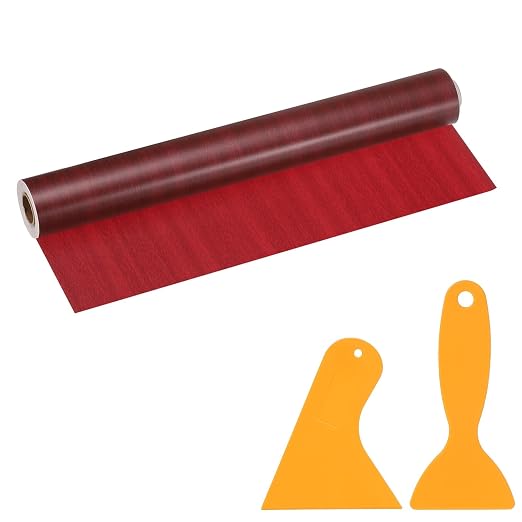 PATIKIL Wood Grain Repair Tape, 16" x 33' Self Adhesive Realistic Wood Tape with Scraper Durable Repair Patch for Furniture Floor Window Door Table DIY Home Decor, Walnut
