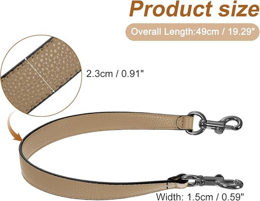 uxcell 19.29 Inch PU Leather Short Bag Strap with Clasp, Purse Handles Handbags Replacement Straps for Clutch Bag Underarm Bags, Tawny, Grey Buckle
