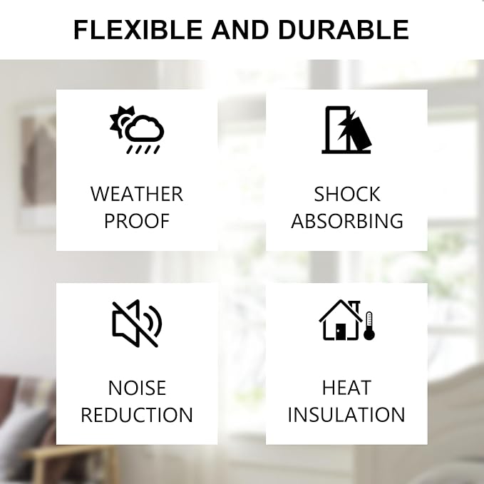 Weather Stripping Door Seal Strip, 1 in x 1 in, Non-Adhesive, High Reslilience, AC Insulation Tape, Weatherproof, Reduce Noise, Gap Filler, Foam Insulation Tape for Doors and Windows