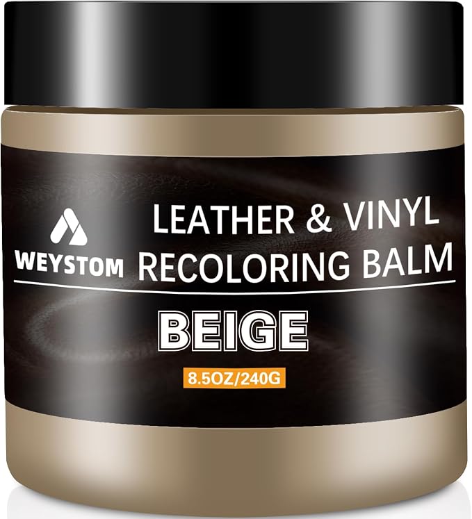 Leather Recoloring Balm - Beige Leather Repair Kit for Furniture, Leather Dye & Paint to Recolor, Restore & Repair Faded, Cracked, Peeling Leather