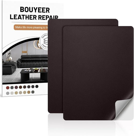Leather Repair Patch Tape Kit,Self Adhesive Leather Repair for Sofa，Car Seat,Office Chair,Furniture,Jacket,Waterproof Strong Adhesive Vinyl Repair Kit. 8 in x 11 in,Fine Grained Dark Brown