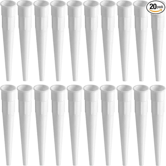 HINZIC 20pcs Caulking Gun Extender Nozzle Tip, 4 Inch Plastic Caulking Tip Extension Nozzle, Universal Caulk Tool Extender Replacement for Home, Office, Industry- White