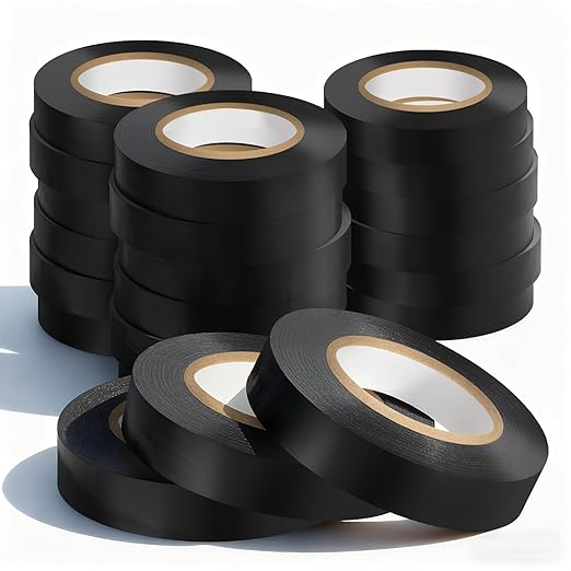 Eliamo 20 Pack Black Electrical Tape, 0.75 inch Wide x 66FT Long, Waterproof, Flame Retardant, High Temp Insulating Tape for Home, Industrial & DIY Repairs