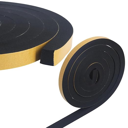 High Density Foam Tape - 1/2'' x 1/2'' x 13Ft Weatherproof Adhesive Prevent Condensation Heat Resistant Flame Retardant Weather Stripping Easy to Cut & Install & Remove for Car Doors Pipes Windows