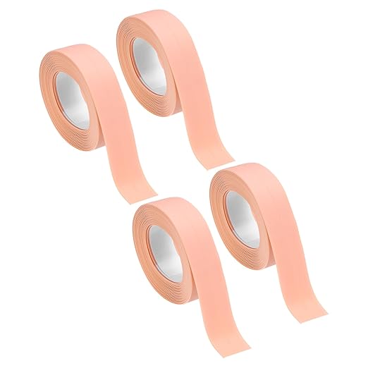 uxcell 4 Rolls Pink Caulk Sealant Strip Waterproof Self Adhesive 0.87" x 10.5Ft Toilet Caulk Tape, Bathtub Caulk Sealing Strip for Kitchen Countertop, Sink, and Floor Edge Protector