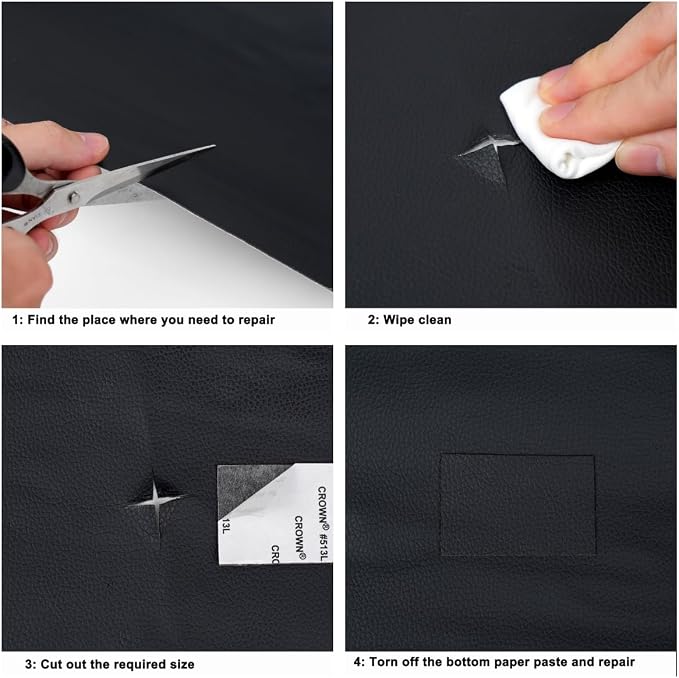 Leather Repair kit for Furniture,4 x 99 inches Self Adhesive Tape,Vinyl Repair kit Stickers,Leather Repair kit car Interior,Leather Patches,Leather seat Repair kit for Cars,Sofa,Couch(Black)