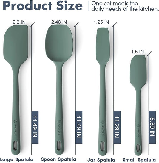 ChefAide 4 Pieces Silicone Spatula Set, Food Grade Rubber Spatula, Upgrade Strong Handle with Ergonomic Grip, Heat Resistant for Nonstick Cookware, Cooking