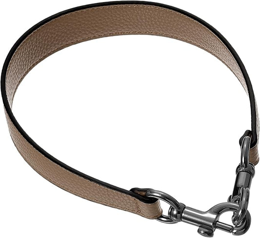 uxcell 19.29 Inch PU Leather Short Bag Strap with Clasp, Purse Handles Handbags Replacement Straps for Clutch Bag Underarm Bags, Dark Khaki, Grey Buckle