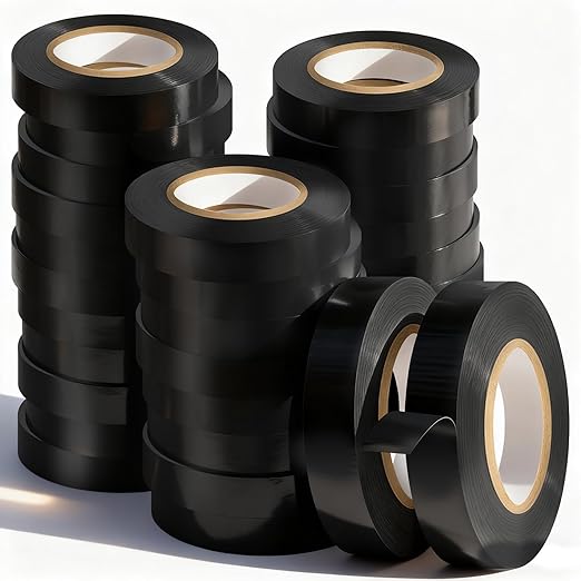 Eliamo 30 Pack Black Electrical Tape, 0.75 inch Wide x 66FT Long, Waterproof, Flame Retardant, High Temp Insulating Tape for Home, Industrial & DIY Repairs