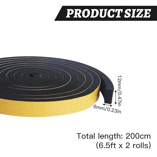 High Density Foam Tape - 1/2'' x 1/4'' x 13Ft Weatherproof Adhesive Prevent Condensation Heat Resistant Flame Retardant Weather Stripping Easy to Cut & Install & Remove for Car Doors Pipes Windows