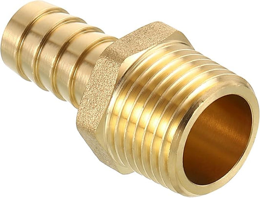 Pack of 1 Brass Hose Barb Fittings 1/2" Hose Barb to 1/2" NPT Male Fittings