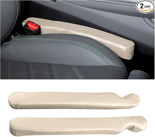 Mandark Car Seat Gap Filler, 2PCS Leather Vehicle Gap Stopper to Fill Between Seat and Console, Automotive Crevice Plug Blocker Accessories from Dropping, Universal for SUV, Sedan, Truck (Beige)