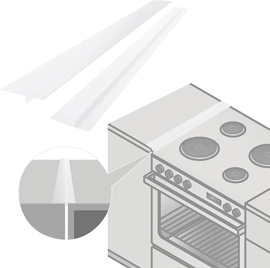 Silicone Stove Gap Covers (2PCS), 25 inch Stove Gap Filler Between Stovetop and Counter, Heat Resistant and Easy Clean Guard, Semi-Clear