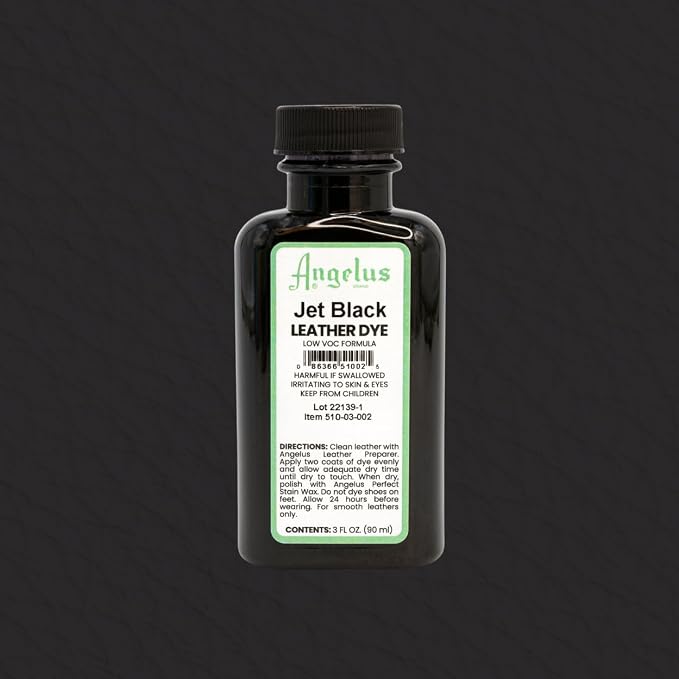 Angelus Leather Dye - Flexible Leather Dye for Shoes, Boots, Bags, Crafts, Furniture, & More 3oz, Dauber Included (Jet Black)