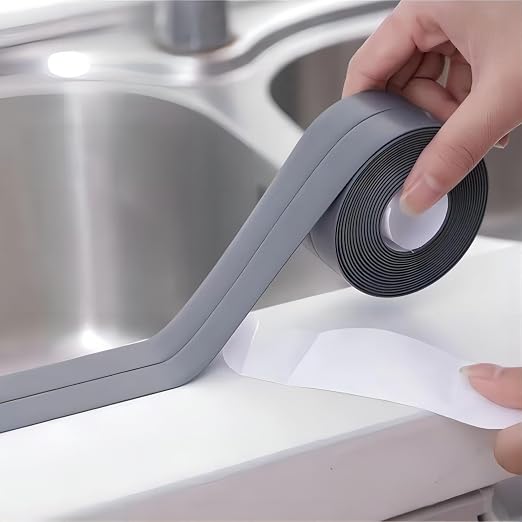 Waterproof Self Adhesive Caulk Tape for Bathroom and Bathtub - Traditional Toilet Sealer for Base, Edge Protector