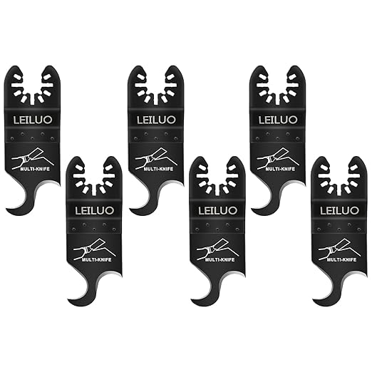 LEILUO 6 Pcs Oscillating Multi Tool Hook Knife Blades for Cutting Carpet Roofing Shingles Cardboard Soft Materials Includes Storage Bag Compatible with DeWalt Makita Ryobi Milwaukee and More