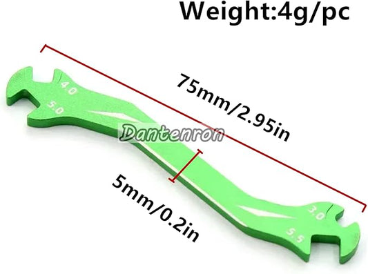 RC Multi-Function Wrench Turnbuckle Nut Ball Joint Remover 3mm 4mm 5mm 5.5mm Universal Repair Tool Aluminum Alloy for 1/10 1/8 1/24 Crawler Truck Off Road Car Boat Drone Airplane (Green)