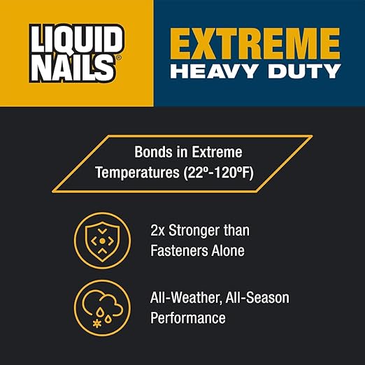 Liquid Nails Extreme Heavy Duty 10 oz. White Latex-Based Interior/Exterior Construction Adhesive Low VOC, 12 Pack