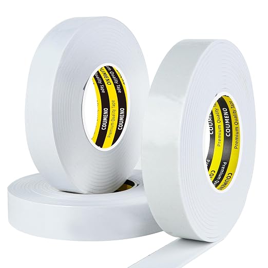 Single-Sided Adhesive EVA Foam Tape 3 Pack 1.2in x 16.4FT,White Foam Weather Stripping,Door Seal & Window Insulation Tape,Waterproof Sound Proof Seal Strip for Doors,Garage Door/Gap Sealing