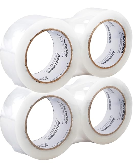 AUDTMWH Packing Tape Refills, Clear Packaging Tape Heavy Duty Designed for Moving, Shipping and Packing, Mailing,1.88" x 60 yds, 4 Rolls