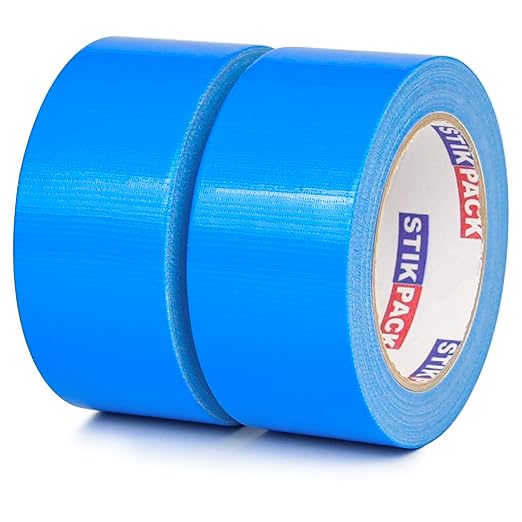 2 Rolls Blue Duct Tape, Heavy Duty Strong Industrial Colored Duct Tape 9mil x 2inch x 25yds Flexible, No Residue, Waterproof and Tear by Hand, Multi-Use for Indoor & Outdoor Repairs