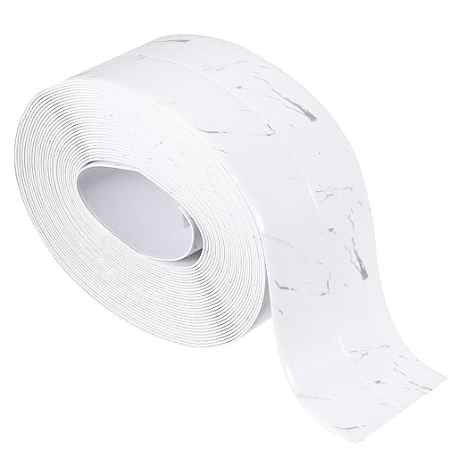 PATIKIL Caulk Tape 1.5" x 16 Ft, Self Adhesive Sealing Tape Waterproof Toilet Tub Caulk Sealant Strip Sealing Trim for Kitchen Bathroom Toilet Bathtub Sink Countertop, Light Grey